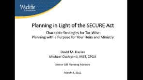 Planning in Light of The SECURE Act